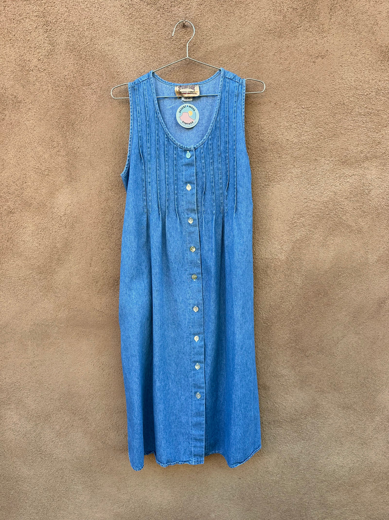 Pleated Denim Dress with Rear Ties, Studio Ease