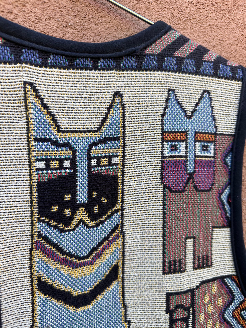 Kokopelli Santa Fe Style Cat Tapestry Vest