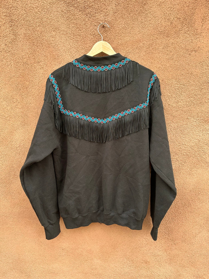 Southwest Style Fringe Button Up Sweatshirt