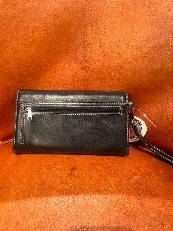 Bling! Bling! Black Leather Multi Pocket Wallet