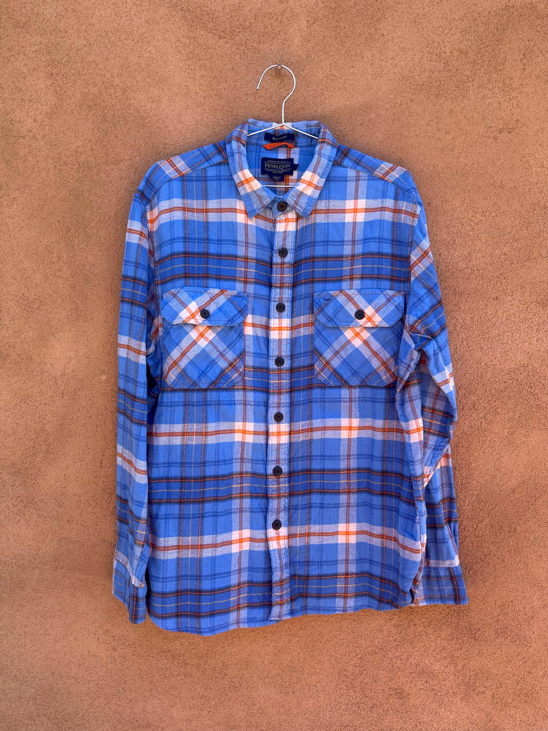 Blue and Orange Pendleton Flannel Shirt