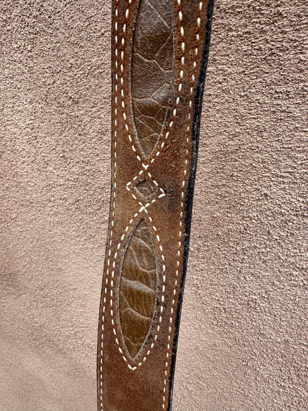 Suede & Elephant Leather Belt - 34