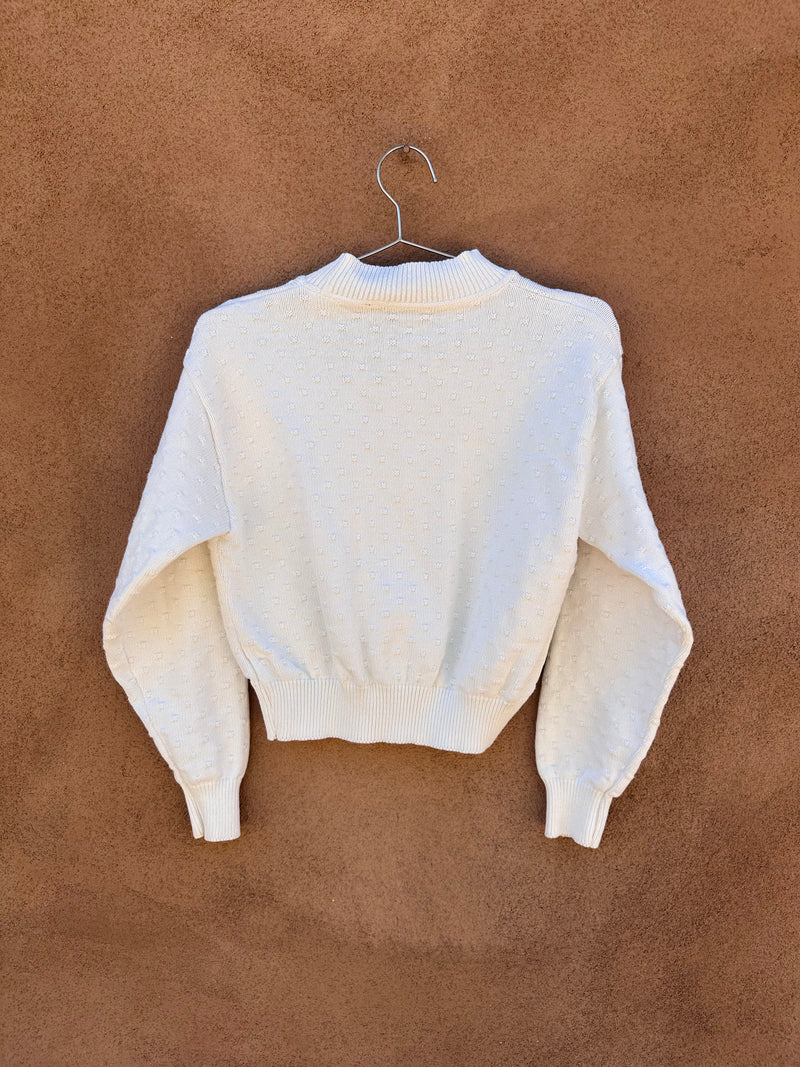 LizSport Cropped Petite Cream Cotton Sweater