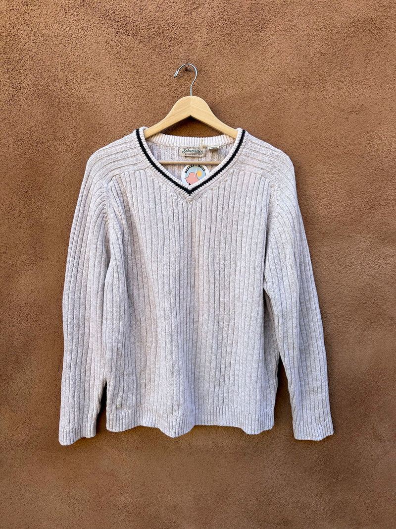 St. John's Bay Linen/Cotton Ribbed V-neck Sweater