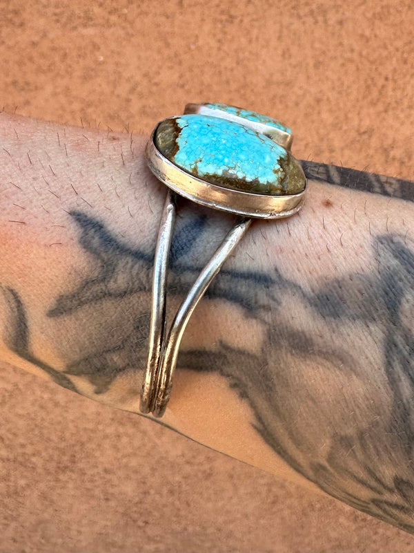 Double Turquoise & Sterling Silver Cuff