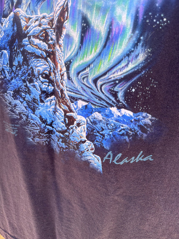 Northern Lights Alaska Wolf T-shirt