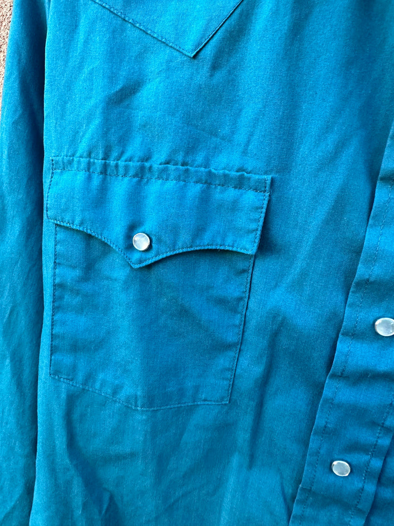 Teal H Bar C Pearl Snap Western Shirt