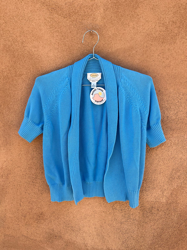 Cropped Blue Talbots Cotton Cardigan