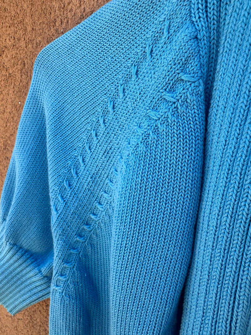 Cropped Blue Talbots Cotton Cardigan