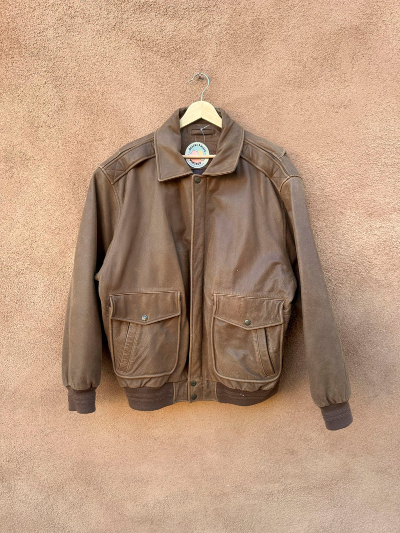 1990's Brown Leather Roundtree & Yorke Bomber Jacket