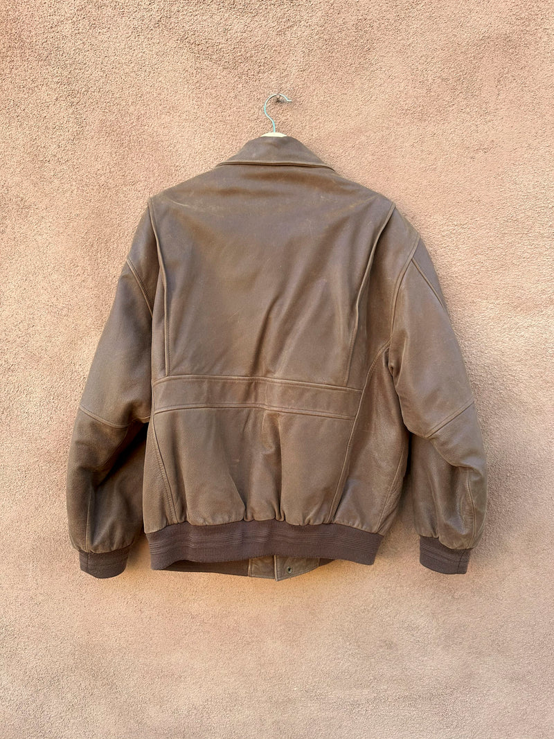 1990's Brown Leather Roundtree & Yorke Bomber Jacket