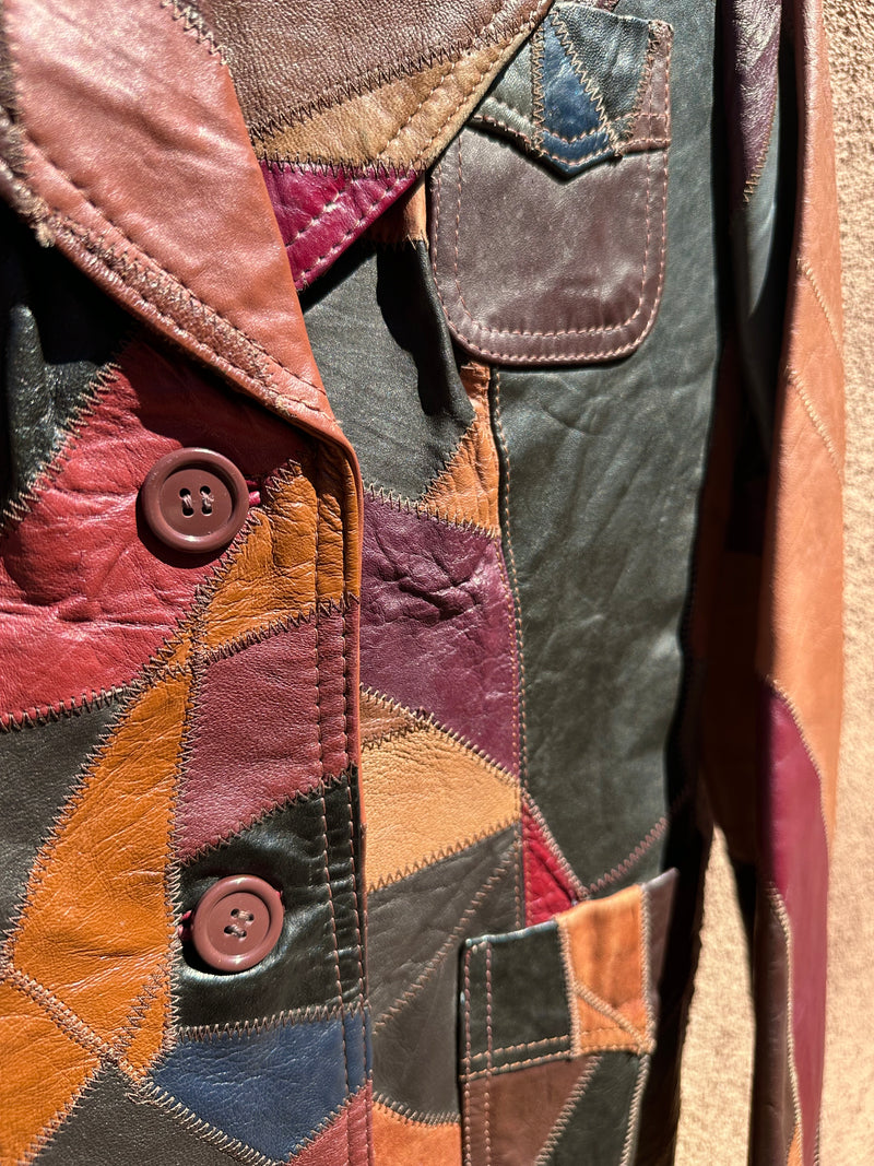 Vintage patchwork hot sale leather jacket