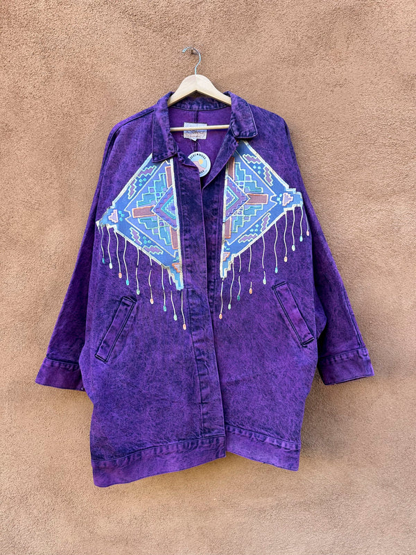 Purple Sundance Denim Jacket with Puff Paint - as is