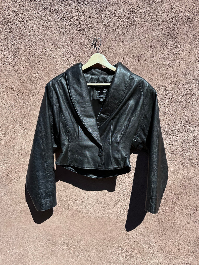 Black Leather Tannery West Cropped Jacket