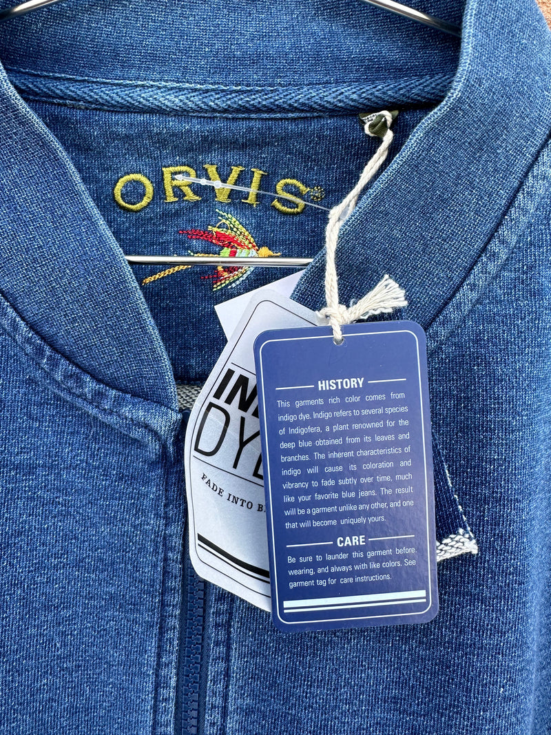 NWT Orvis Indigo Cotton Denim Sweatshirt