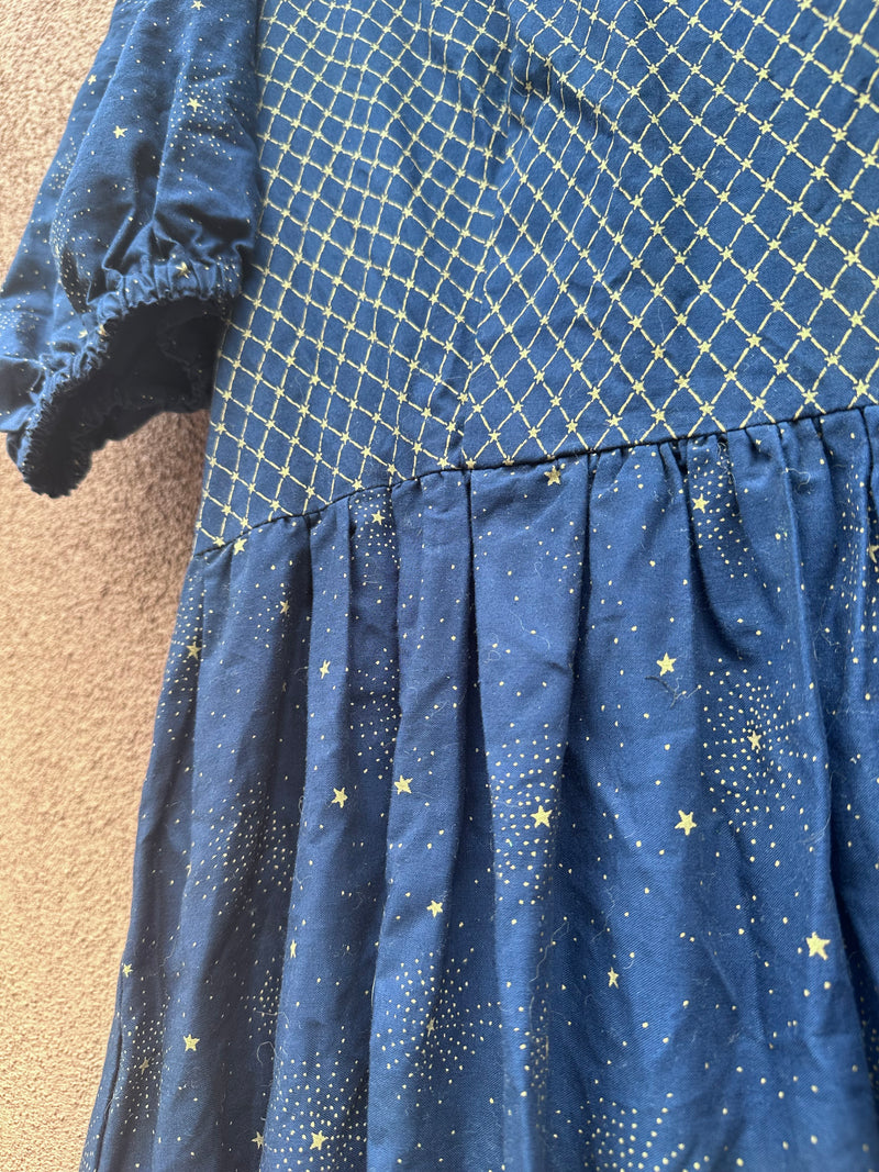 Navy & Gold Starry Belted Dress