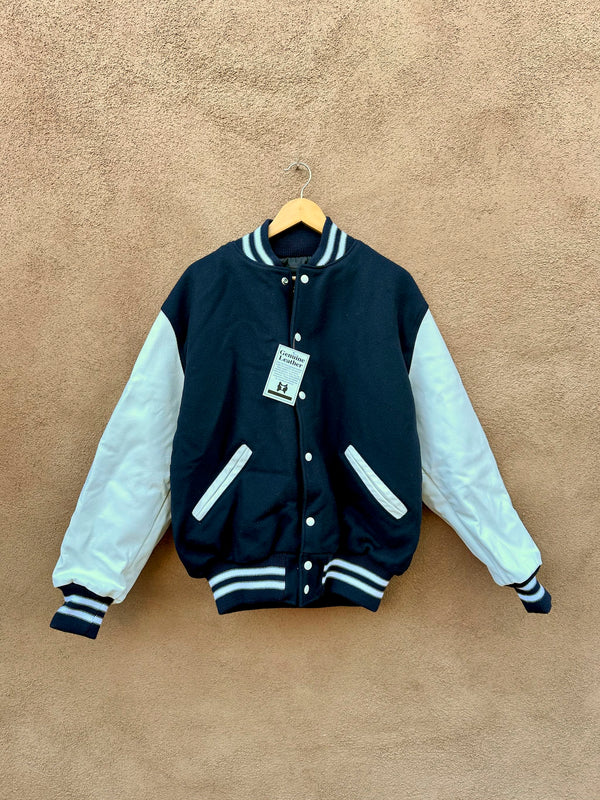 Navy Blue and White Rock Creek Letterman Jacket - Large