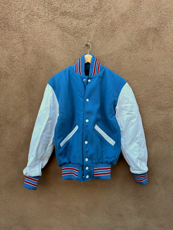 Blue and White with Red Stripes Rock Creek Letterman Jacket - Extra Small