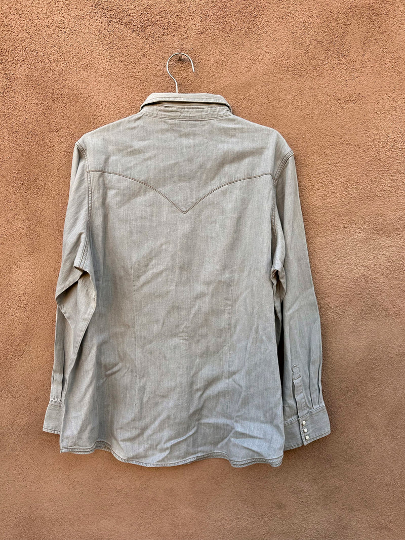 Gray Wrangler Western Pearl Snap Blouse