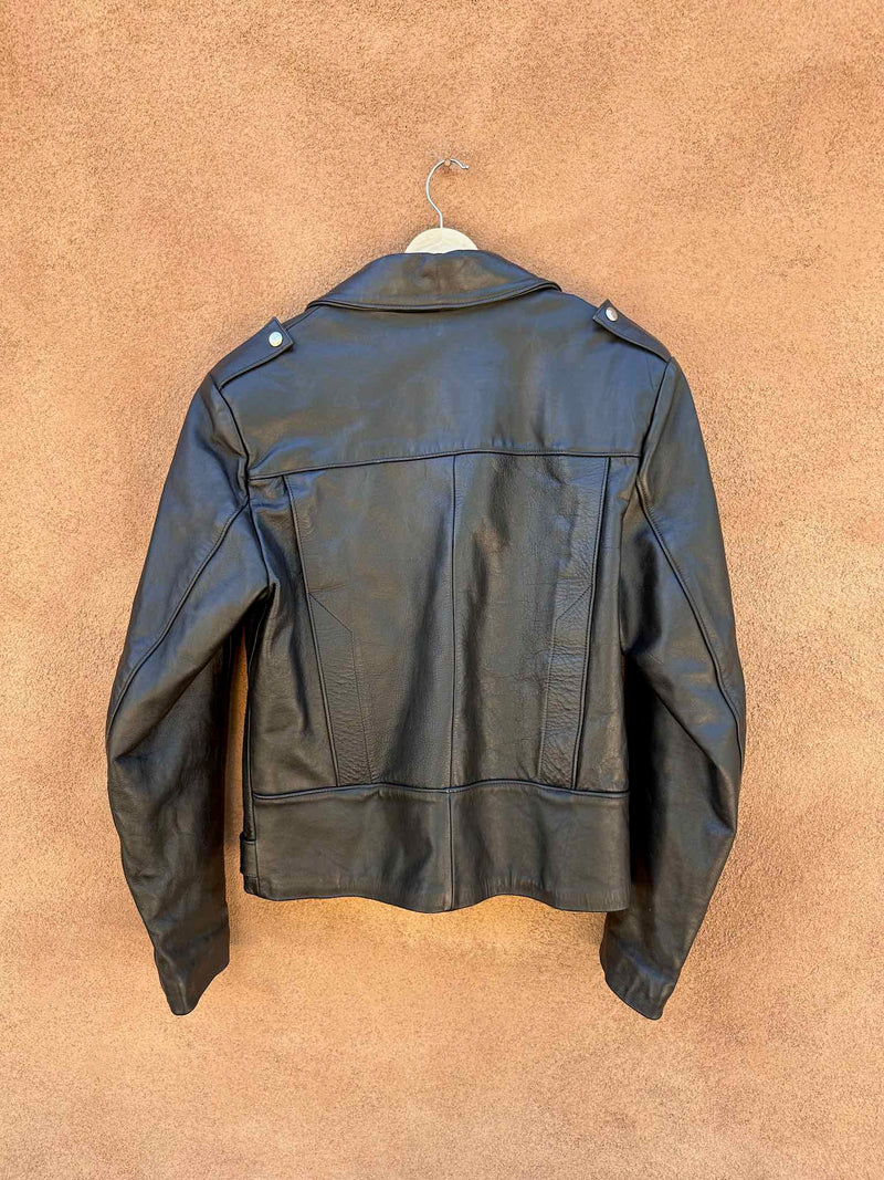 Baja California Black Leather Biker Jacket - 40