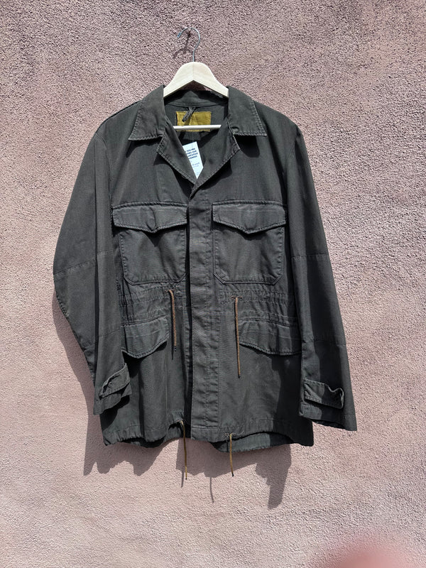 Greenish-Brown Military Multi-Pocket Utility Jacket