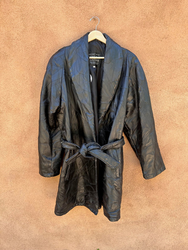 Black Lamb Leather Patchwork Belted Jacket