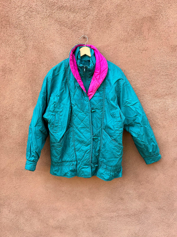 Teal "Weather Chasers" Jacket w/Pink Collar - Small