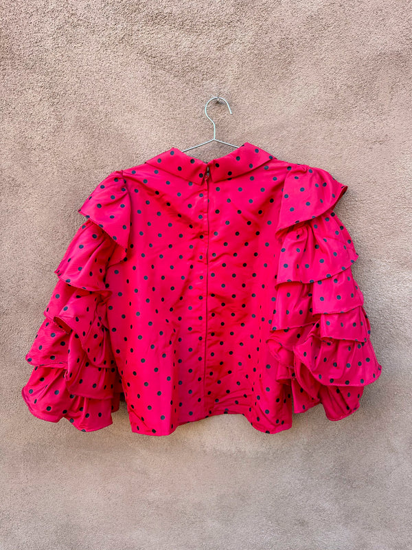 Red Polka Dot Ruffle Sleeve Top