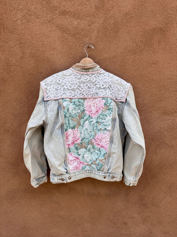 Bedazzled Pink Acid Wash Denim Jacket