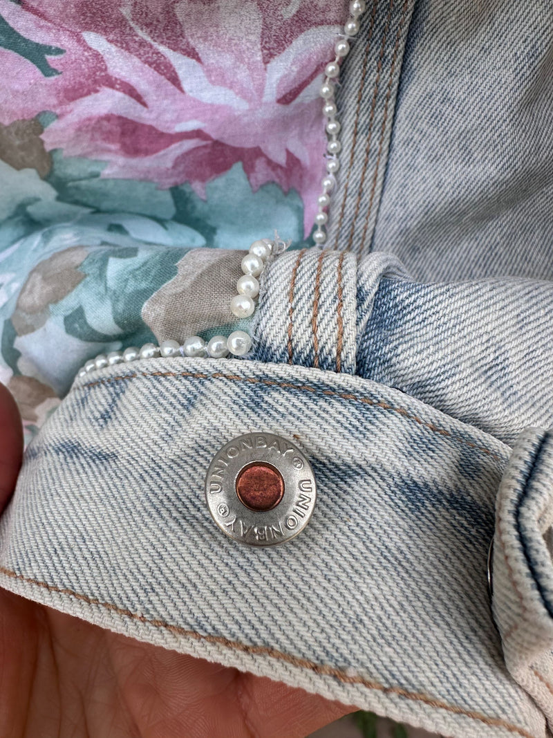 Bedazzled Pink Acid Wash Denim Jacket