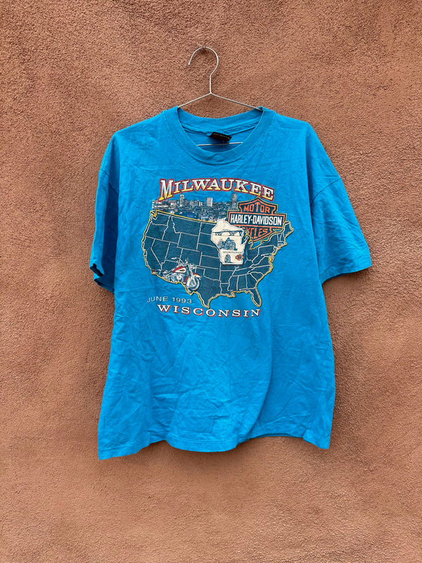 Blue Milwaukee Harley T-shirt 1993