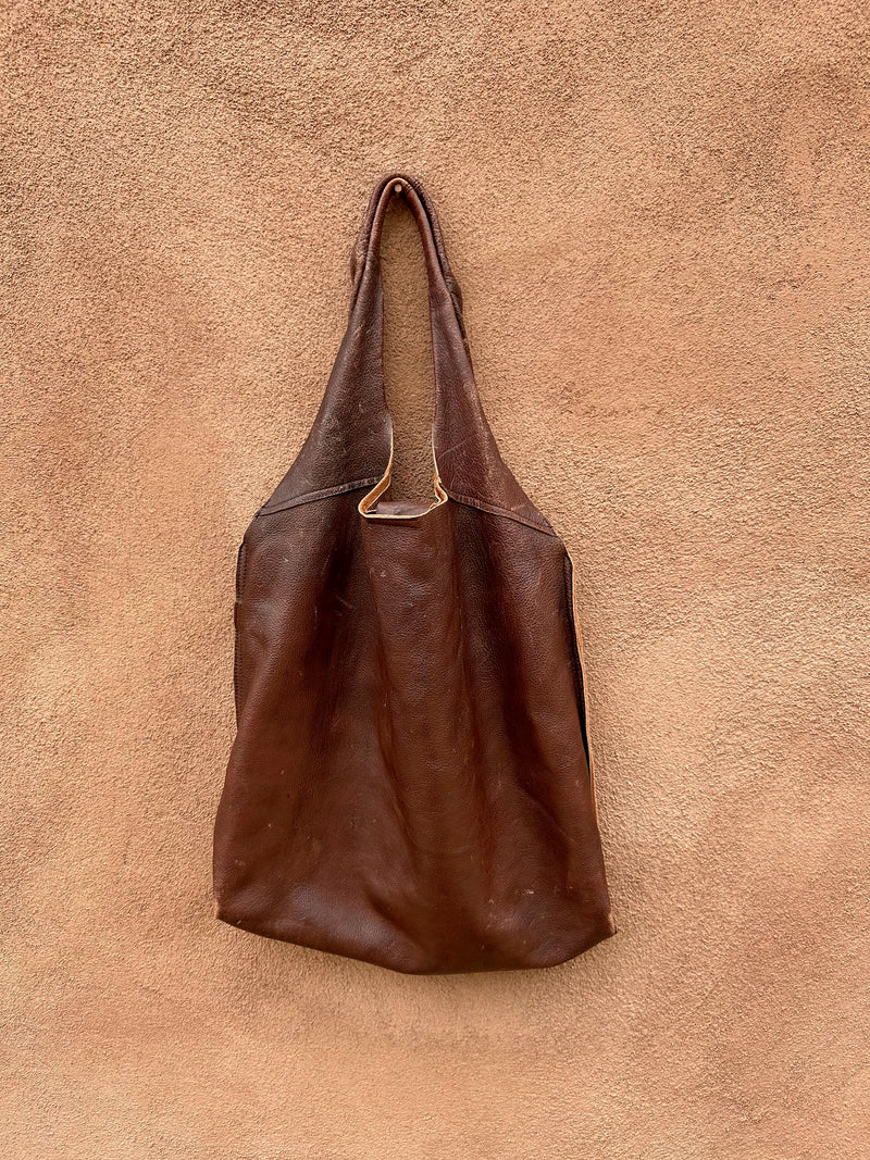 Large Brown Leather Tote Bag - as is