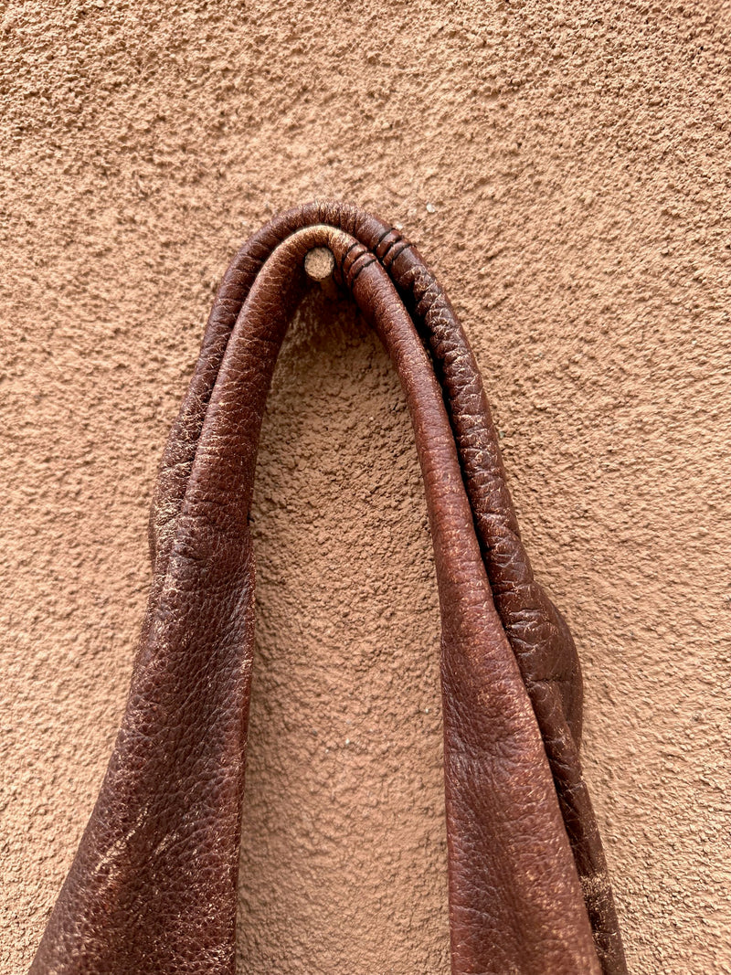 Large Brown Leather Tote Bag - as is