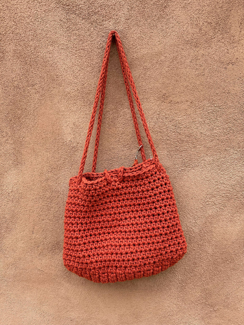 Burnt Orange Large Cotton Crochet Purse