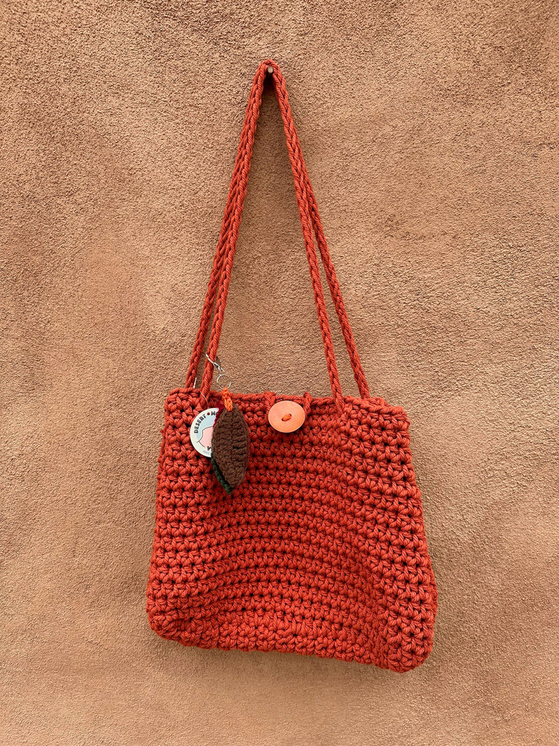 Burnt Orange Large Cotton Crochet Purse