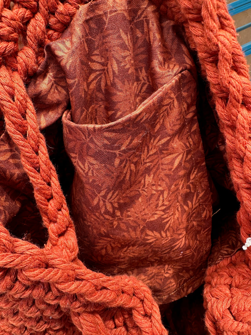 Burnt Orange Large Cotton Crochet Purse