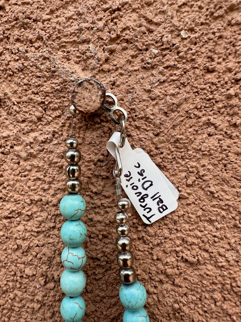 Turquoise Ball & Disk Bead Necklace