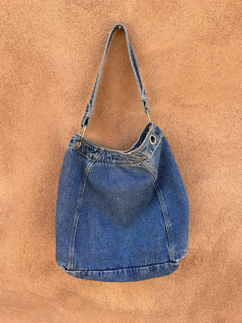 Large Denim Purse with External Pockets