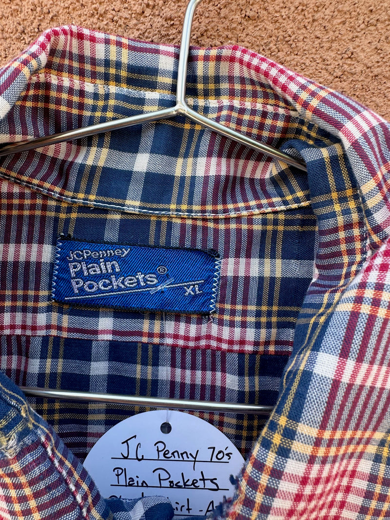 JCPenny 70's Plain Pockets Plaid Shirt - as is