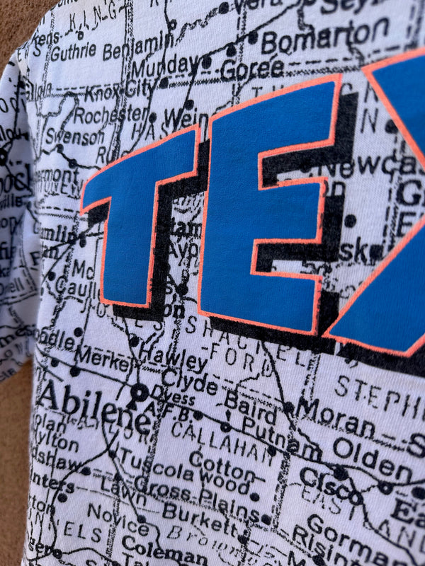 Cropped Texas Road Map Tee