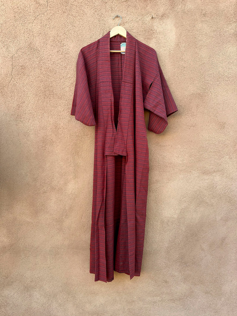 Red Striped Worsted Wool Kimono