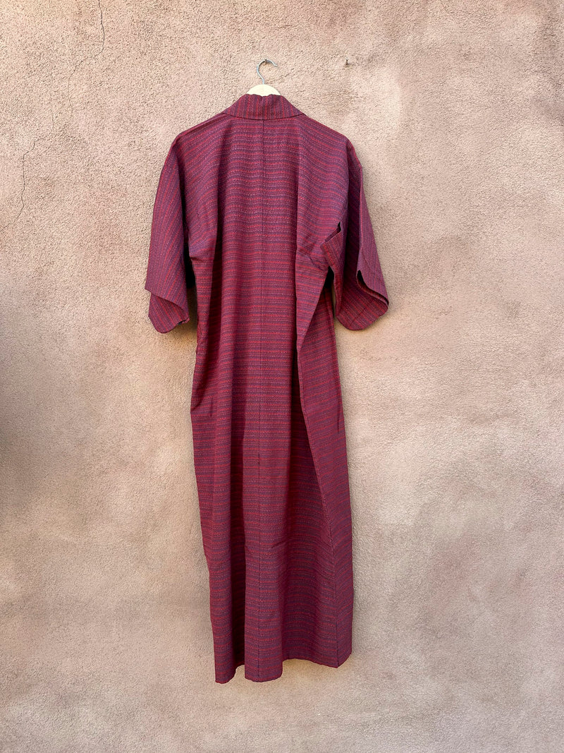 Red Striped Worsted Wool Kimono