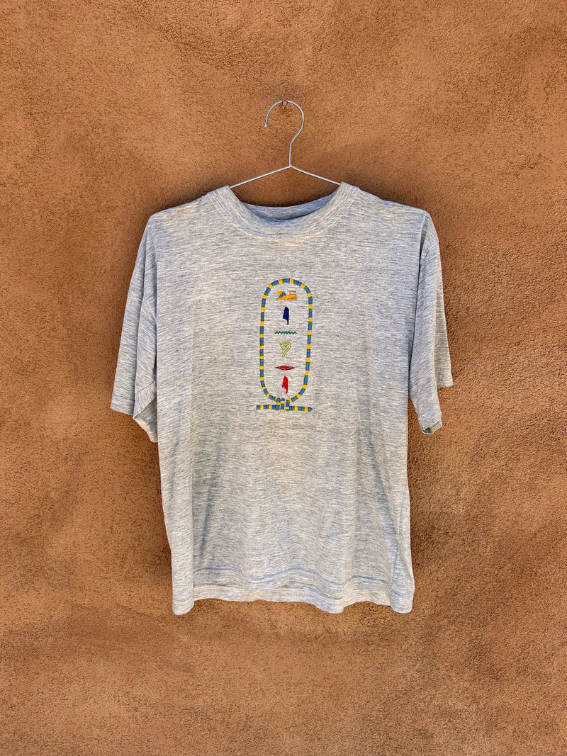 Heather Gray T-shirt with Large Egyptian Embroidery