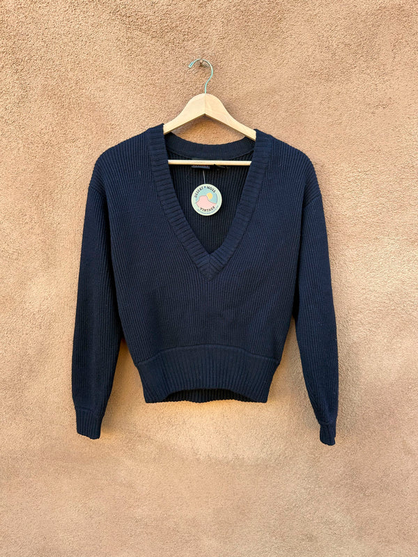 Navy Liz Sport Deep V Cropped Sweater - as is