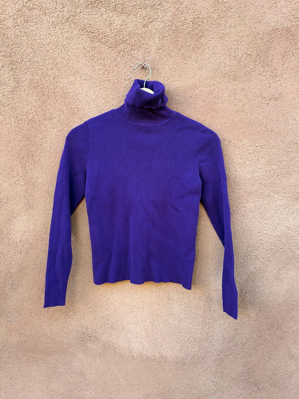 Ribbed Purple Cropped Turtleneck, Ralph Lauren