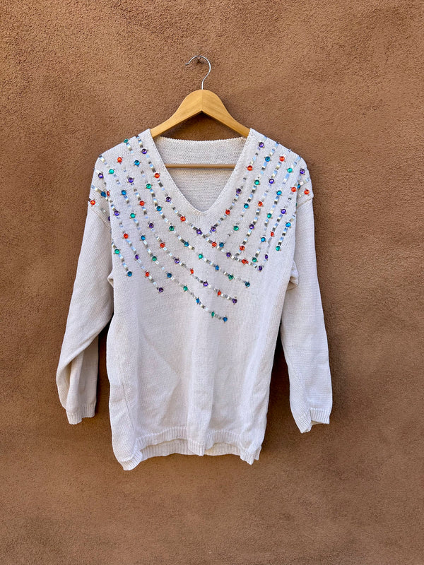 Cotton Sweater with Rhinestones - as is