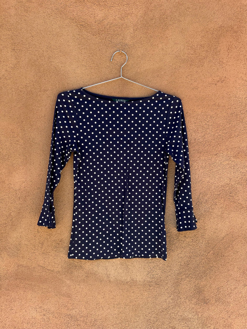 White Polka Dot Navy Lauren Ralph Lauren Top