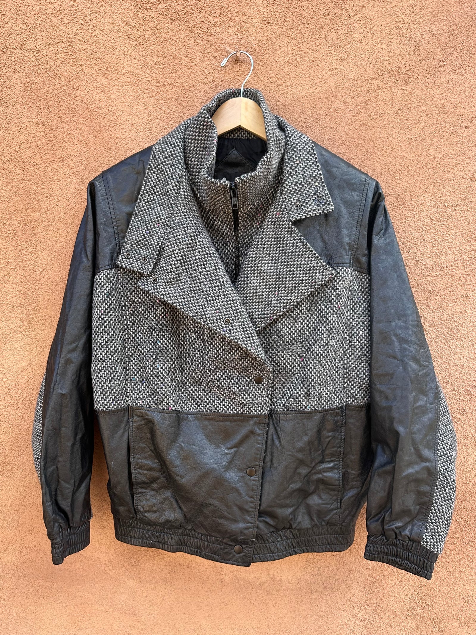 Vintage 80s Avanti Firo Abstract Geometric online Pattern Leather Jacket