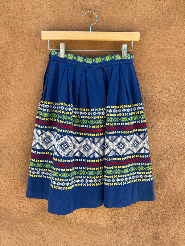 Embroidered Guatemalan Skirt - Blue