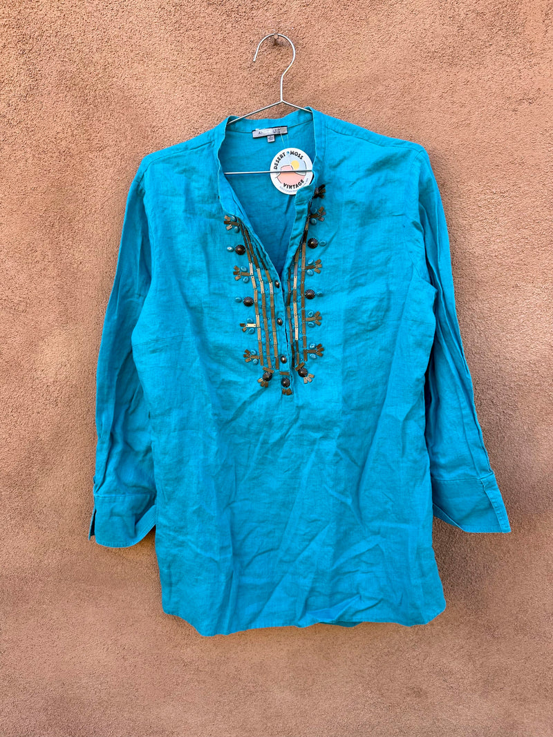 Blue Anne Klein Blouse with Embellishments